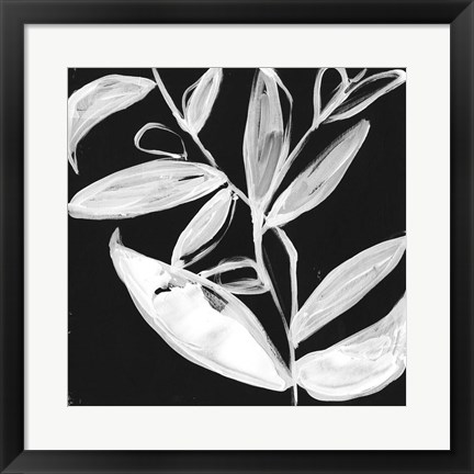 Framed Quirky White Leaves I Print