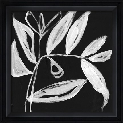 Framed Quirky White Leaves II Print