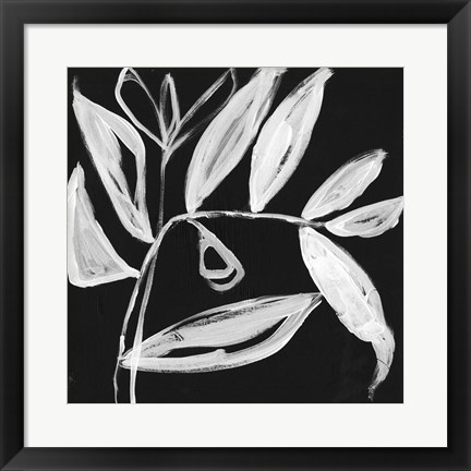 Framed Quirky White Leaves II Print