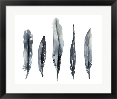 Framed Indigo Feathers I Print