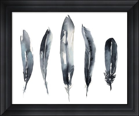 Framed Indigo Feathers II Print