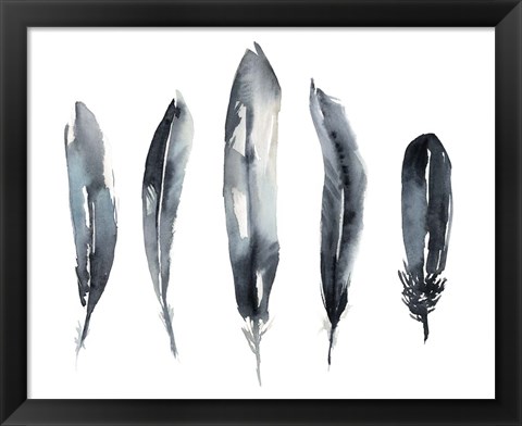 Framed Indigo Feathers II Print