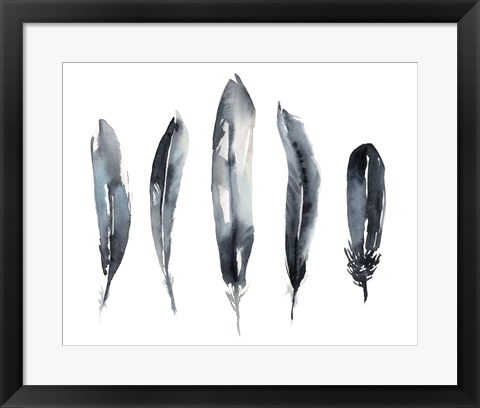 Framed Indigo Feathers II Print