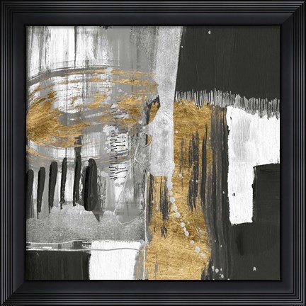 Framed Golden Strokes I Print