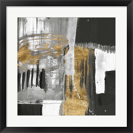 Framed Golden Strokes I Print