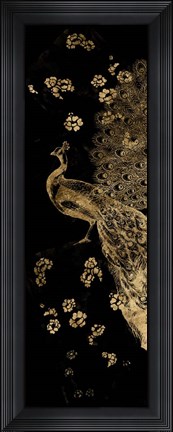 Framed Gilded Peacock Triptych I Print