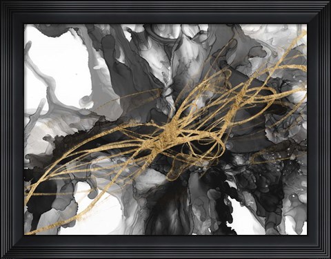 Framed Golden Vortex I Print