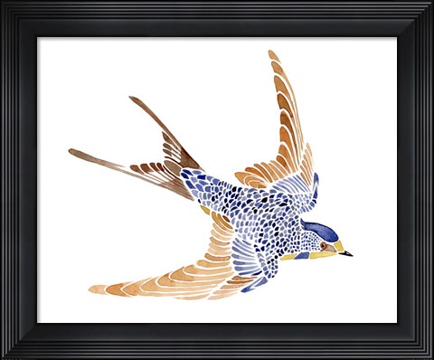 Framed Jeweled Barn Swallow I Print