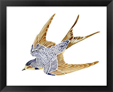 Framed Jeweled Barn Swallow II Print