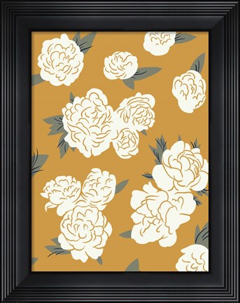 Framed Ivory Peonies on Gold I Print
