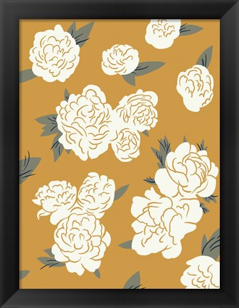 Framed Ivory Peonies on Gold I Print