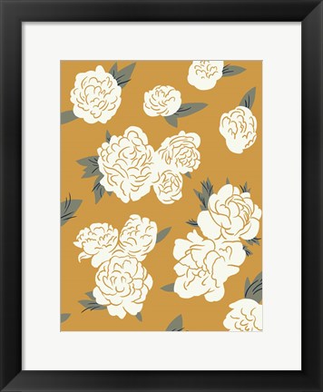 Framed Ivory Peonies on Gold I Print