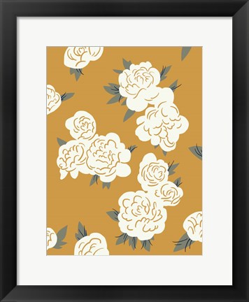 Framed Ivory Peonies on Gold II Print