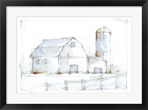 Framed Barnyard Pencil Sketch I Print