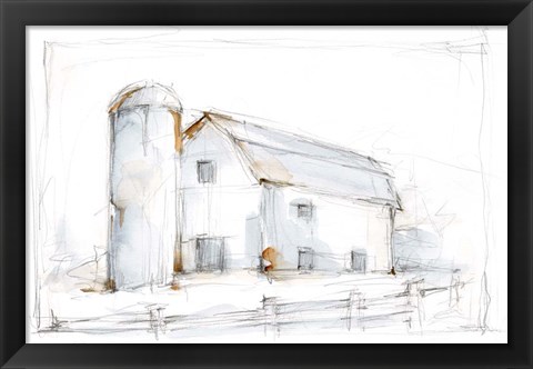 Framed Barnyard Pencil Sketch II Print