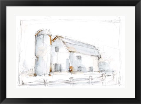 Framed Barnyard Pencil Sketch II Print