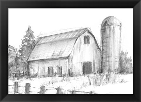 Framed Black &amp; White Barn Study I Print