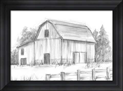 Framed Black &amp; White Barn Study II Print