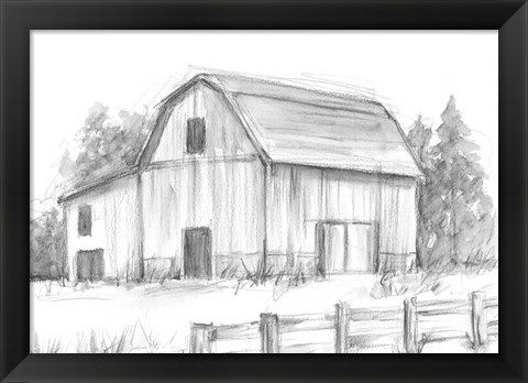 Framed Black &amp; White Barn Study II Print