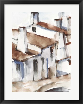 Framed White Cottages I Print