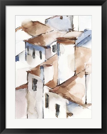 Framed White Cottages II Print