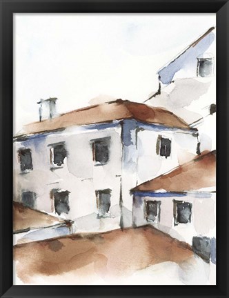 Framed White Cottages III Print