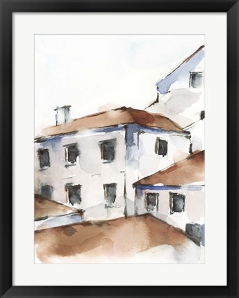 Framed White Cottages III Print