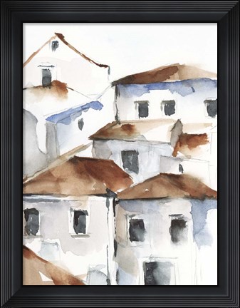 Framed White Cottages IV Print