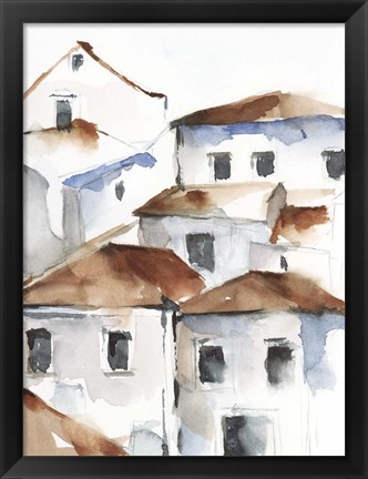 Framed White Cottages IV Print