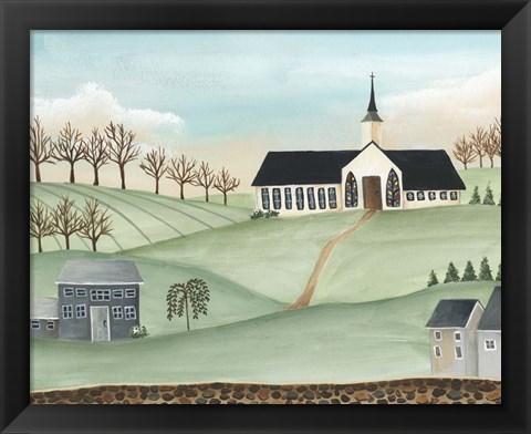 Framed Folk Church Scene II Print