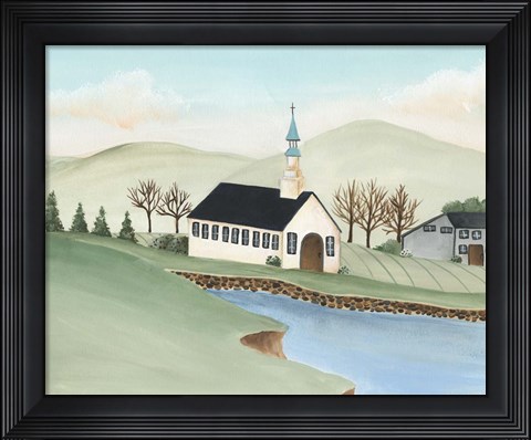 Framed Folk Church Scene IV Print