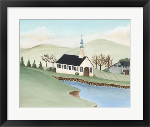 Framed Folk Church Scene IV Print