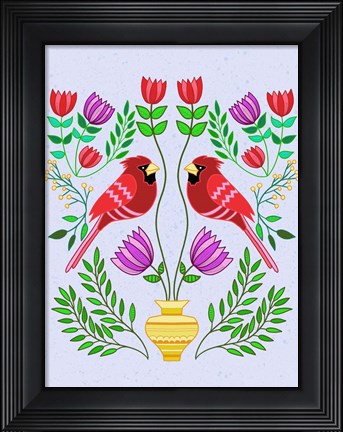 Framed Folk Bird I Print