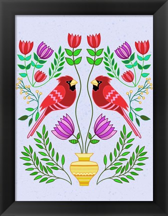 Framed Folk Bird I Print