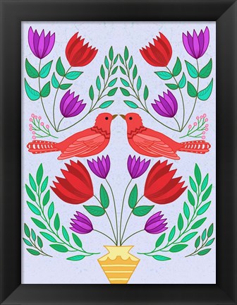 Framed Folk Bird III Print
