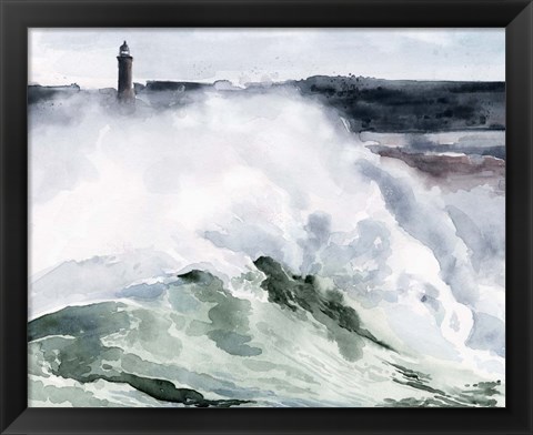 Framed Lighthouse Waves I Print