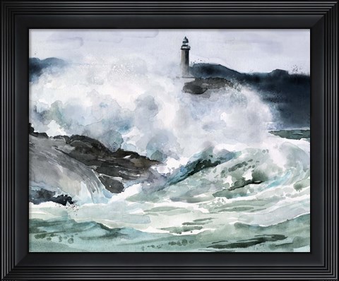 Framed Lighthouse Waves II Print