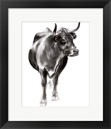 Framed Charcoal Cattle I Print