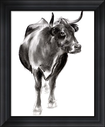 Framed Charcoal Cattle I Print