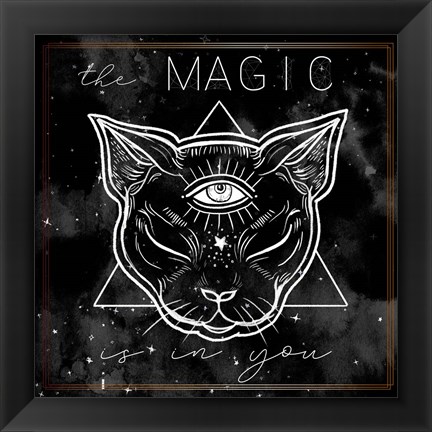 Framed Mystical Cat I Print