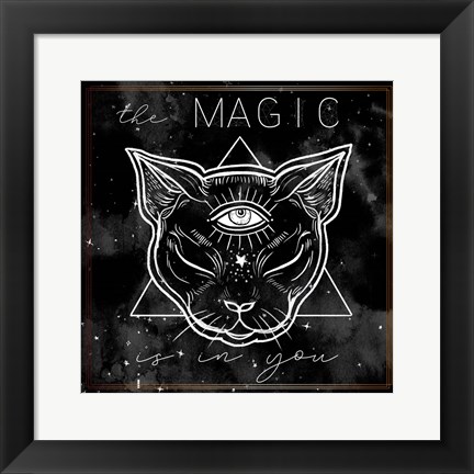 Framed Mystical Cat I Print