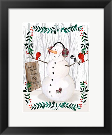 Framed Folk Snowman Forest II Print