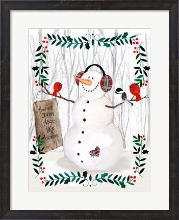 Framed Folk Snowman Forest II Print