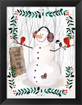 Framed Folk Snowman Forest II Print