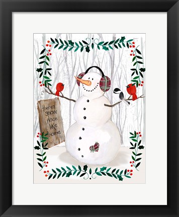 Framed Folk Snowman Forest II Print