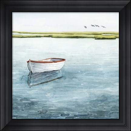 Framed Anchored Bay I Print