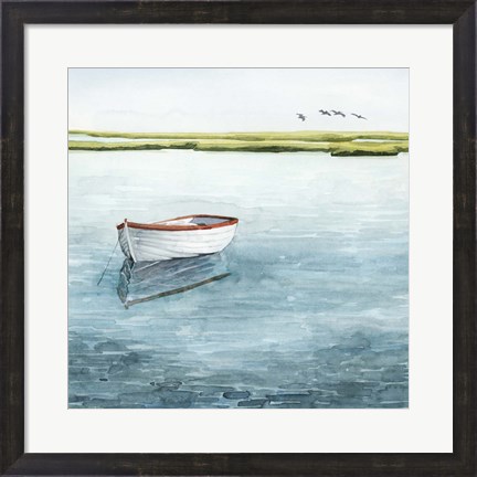 Framed Anchored Bay I Print