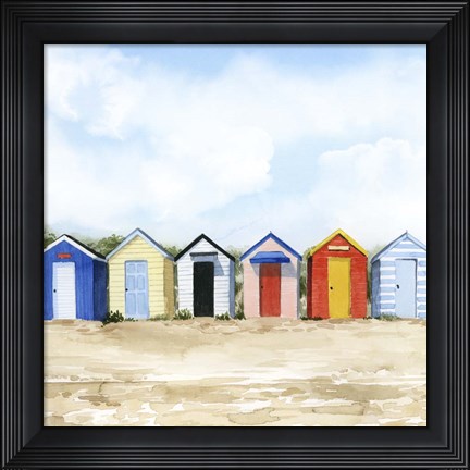 Framed Beach Huts I Print