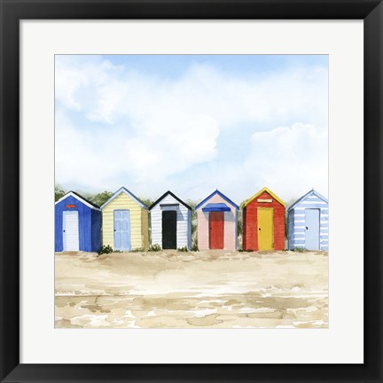 Framed Beach Huts I Print