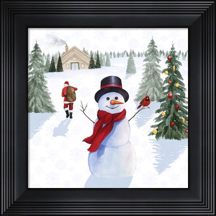 Framed Santa&#39;s Snowmen I Print